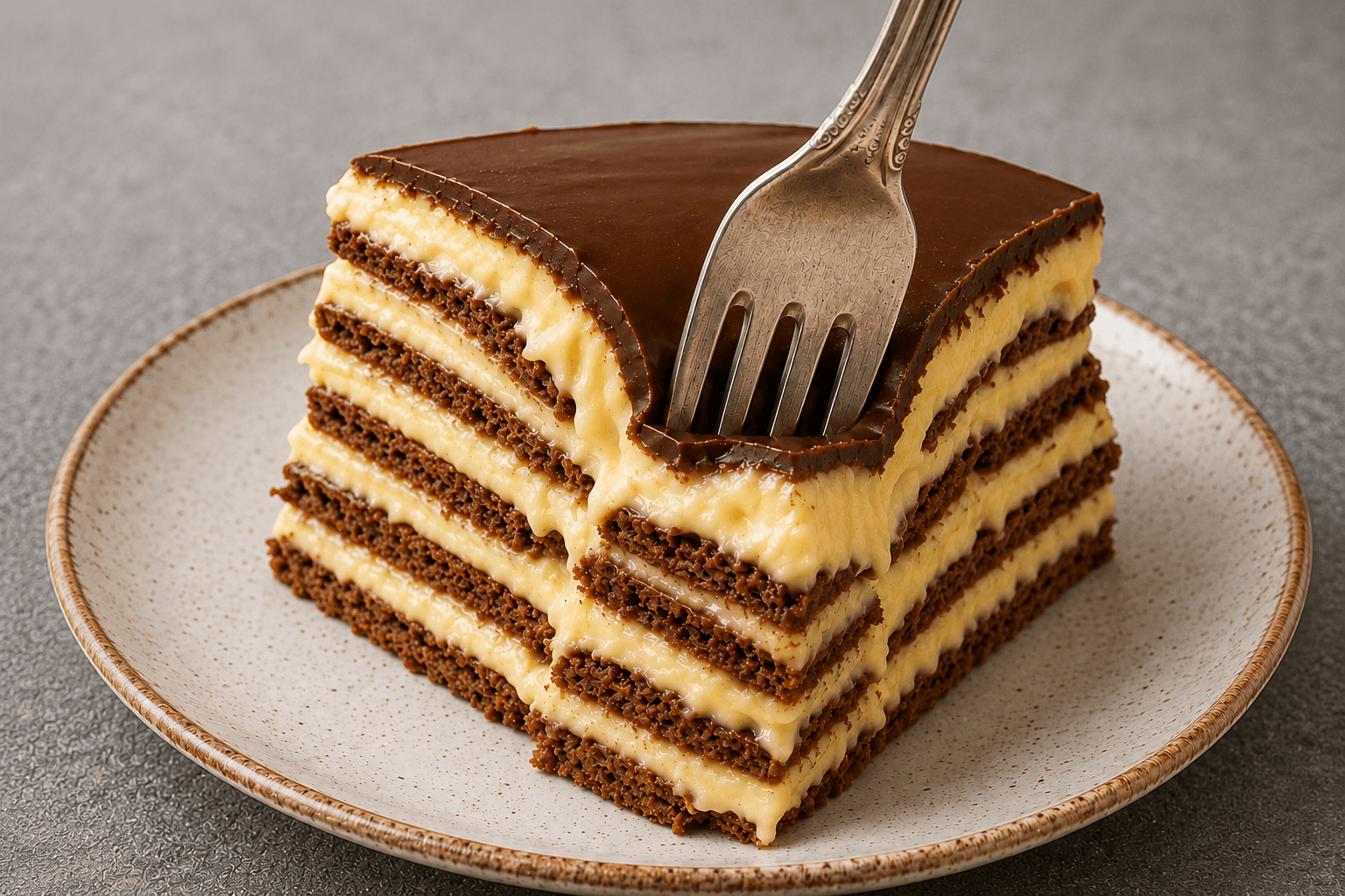 Torta fredda al cioccolato e crema