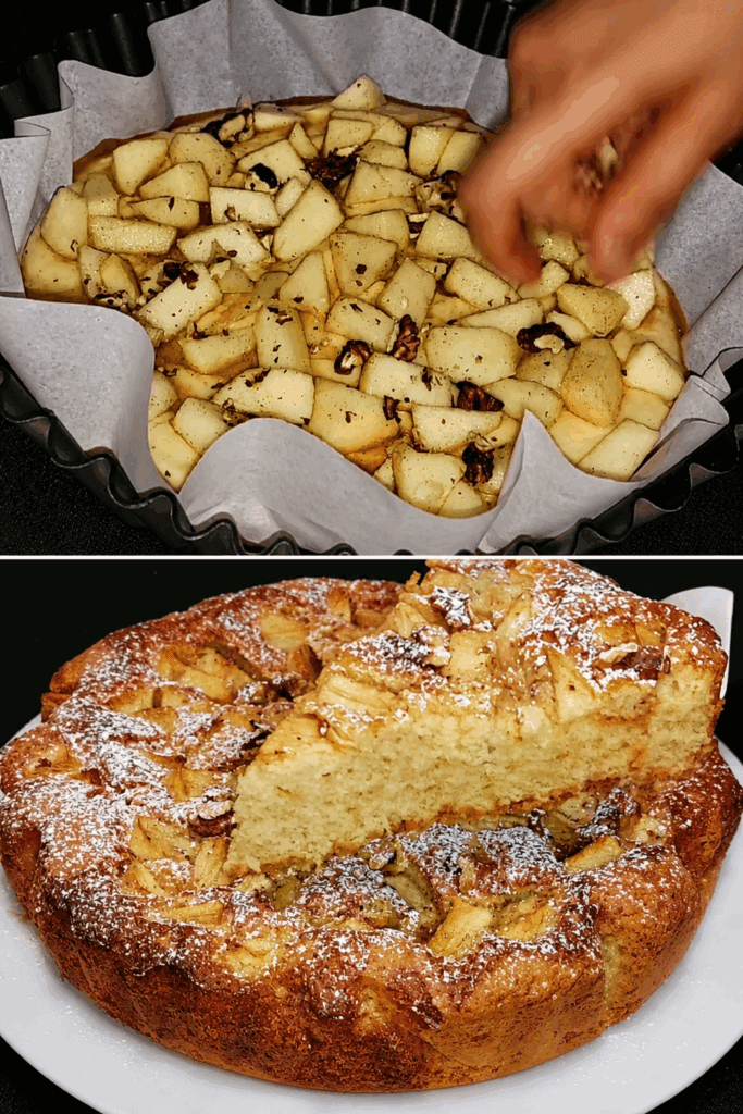 Ho messo mela, yogurt, cannella e noci in una torta semplice ed è venuta buonissima proprio come la faceva la nonna!