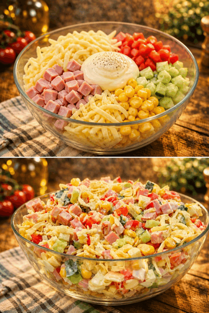 L’insalata fredda con uova e prosciutto che ti salva pranzo e cena e ti aiuta a restare in forma: molto più sfiziosa della solita insalata!
