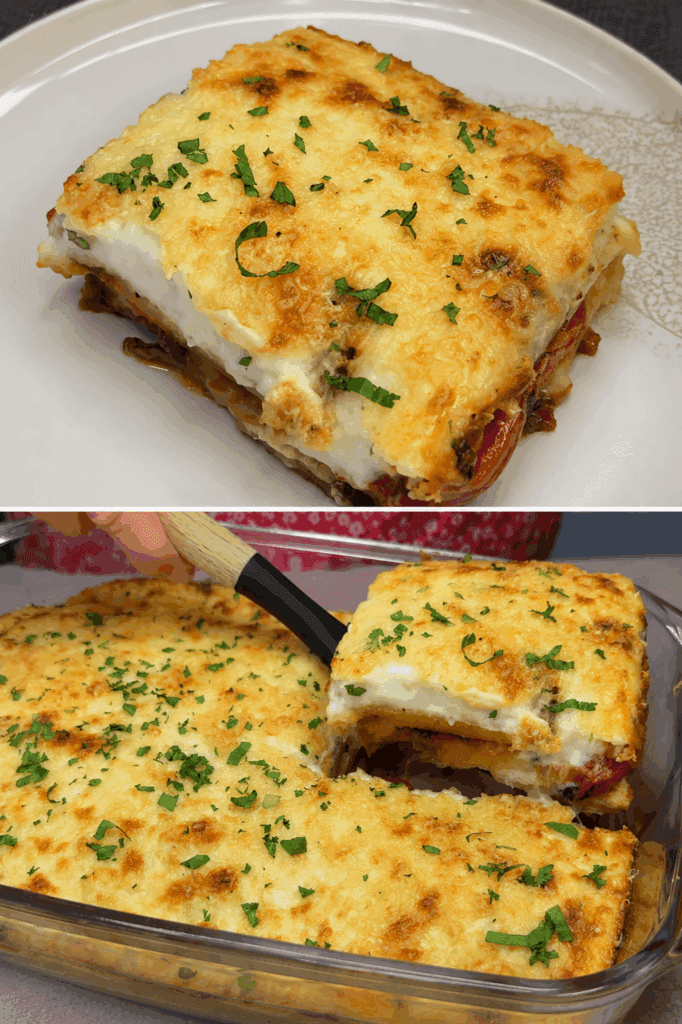 Con patate e melanzane al forno ho fatto questa ricetta greca: ci ho messo tutte verdure e formaggio, è favolosa!