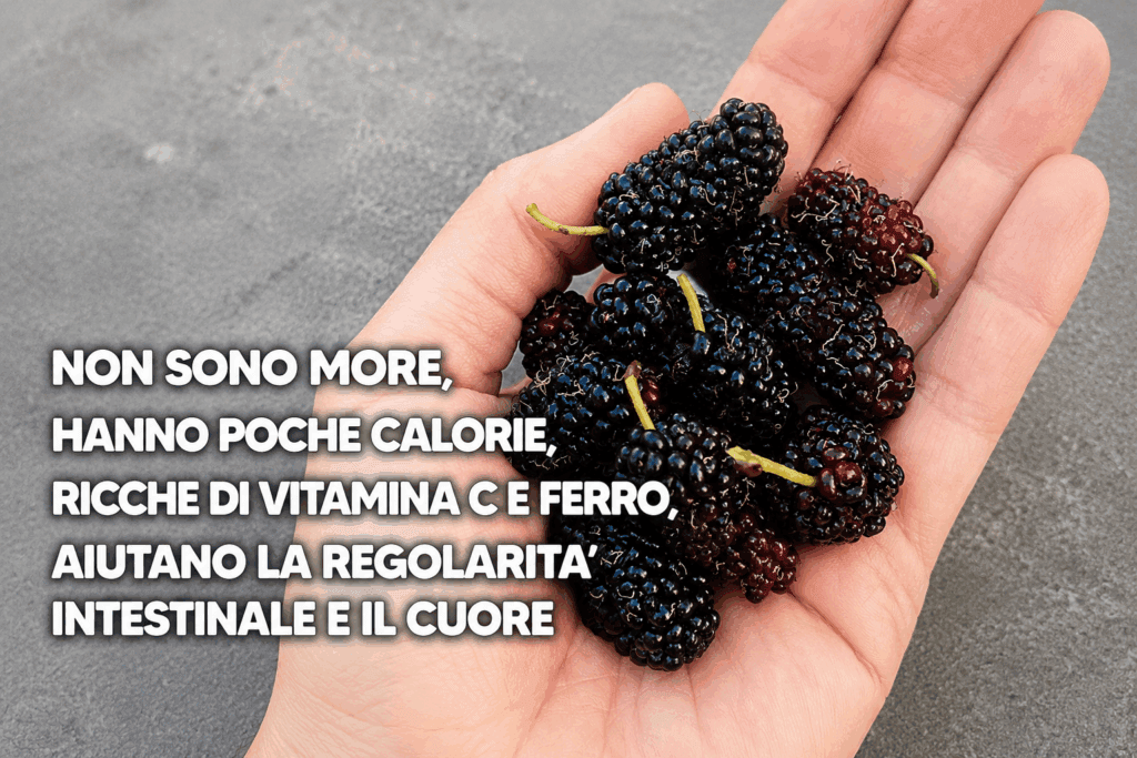 Non sono more: hanno poche calorie e sono ricche di vitamina C e ferro, aiutano la regolarità intestinale e il cuore (e sono buonissimi)!