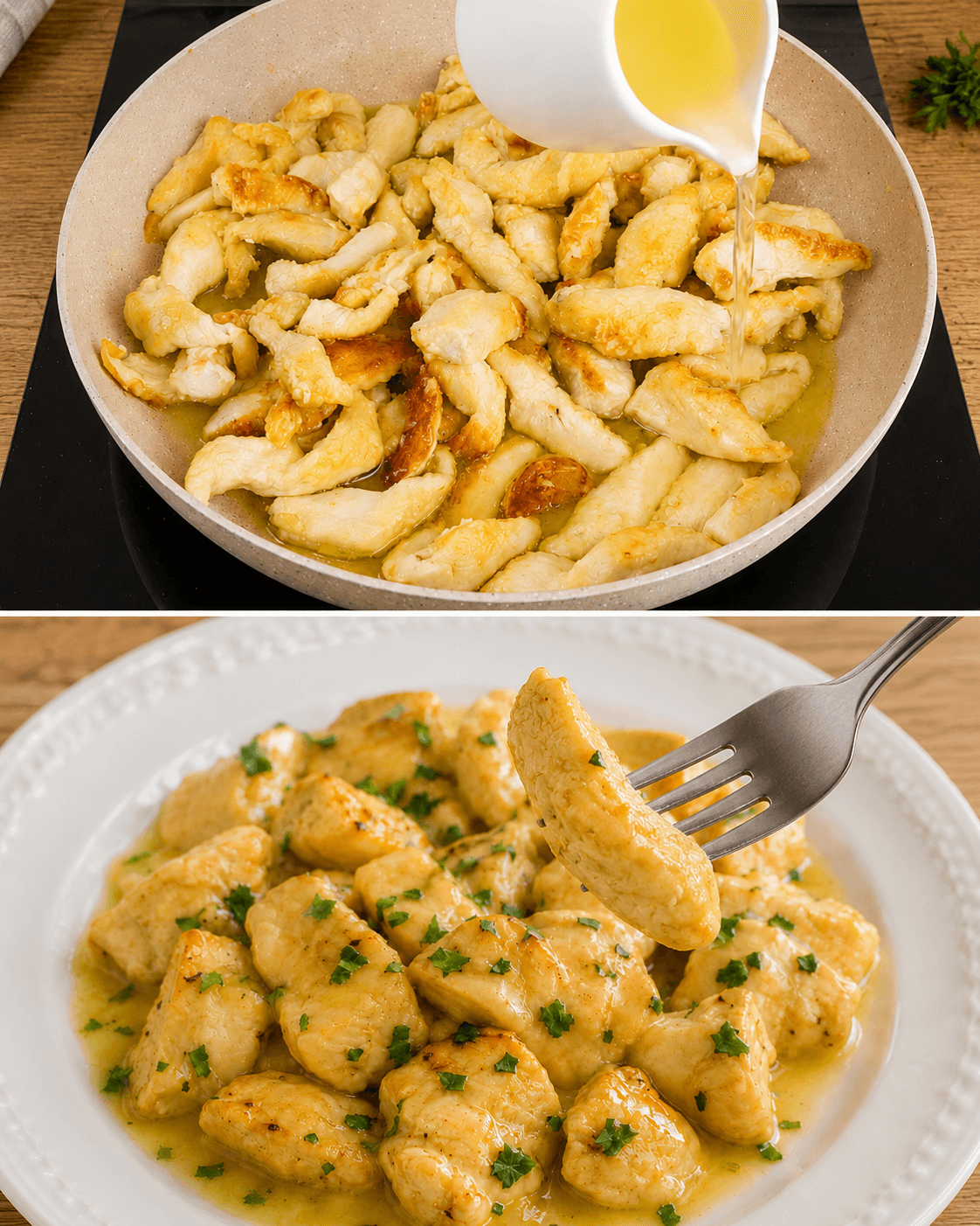 Straccetti di pollo al vino bianco