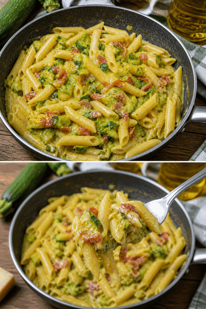 Con zucchine, prosciutto e parmigiano viene una pasta cremosa senza panna e pronta in 30 minuti: è venuta fuori buonissima