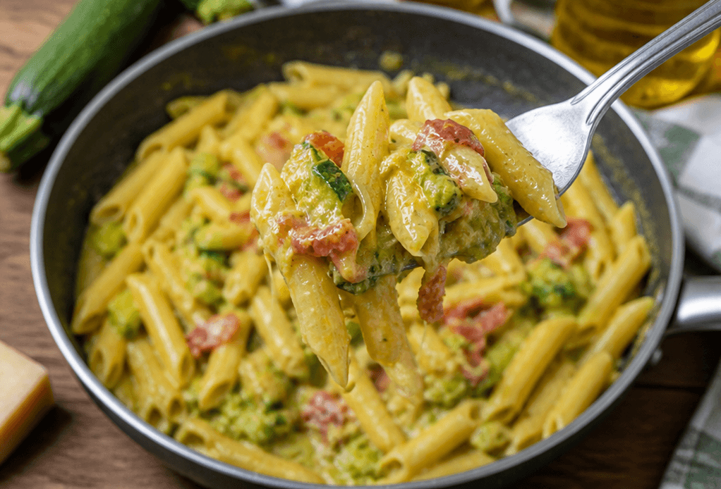Pasta di zucchine e prosciutto