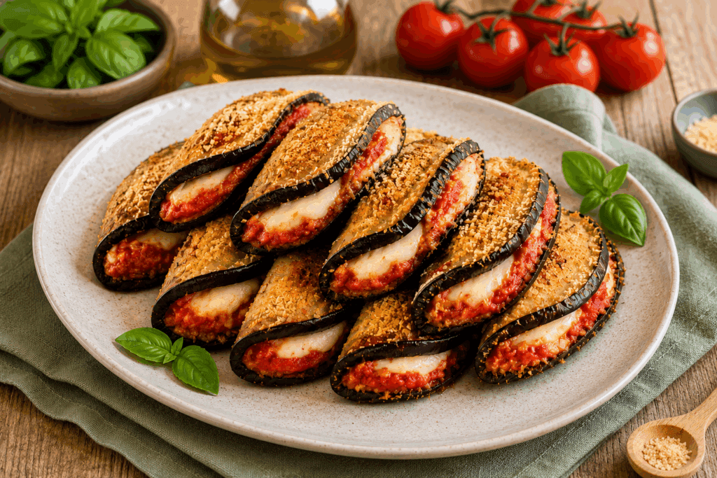 Con una melanzana grande, prosciutto cotto e formaggio viene una ricetta facile che ti salva la cena, con pochi ingredienti e zero fatica!