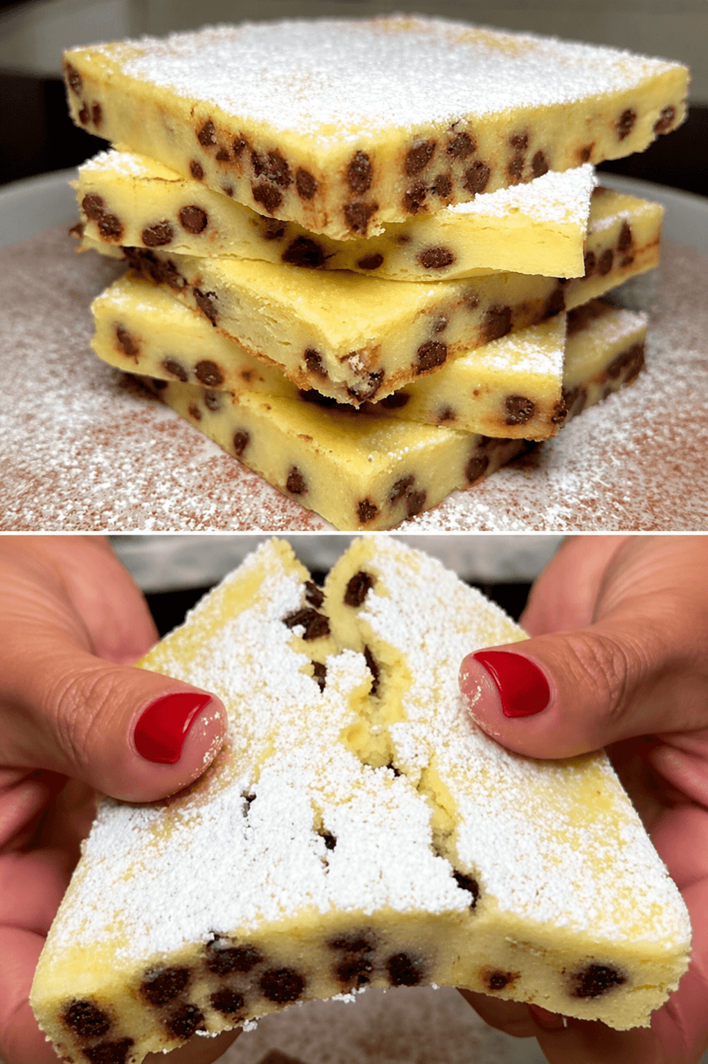Quadrotti di ricotta e gocce di cioccolato