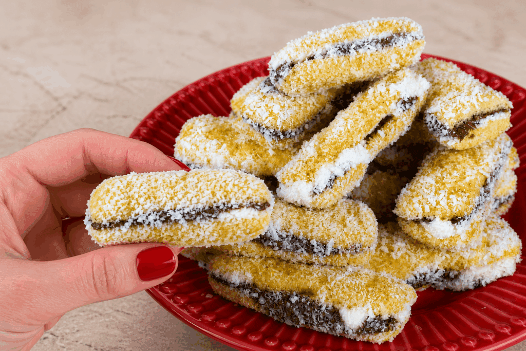 Ho farcito i Pavesini con crema leggera e nocciole, poi li ho passati nel cocco: sono venuti golosissimi e li fai in 5 minuti!