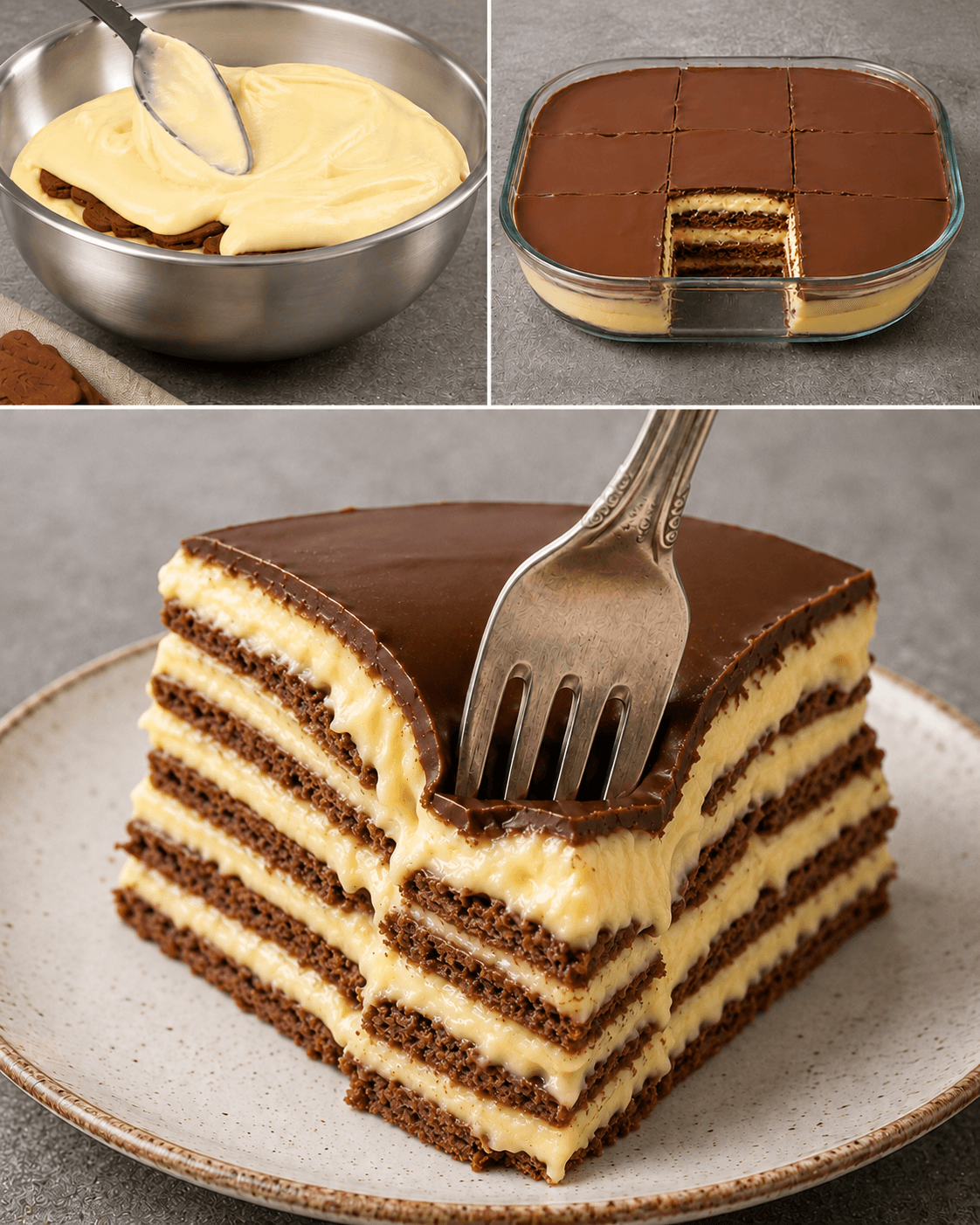 Torta fredda al cioccolato e crema