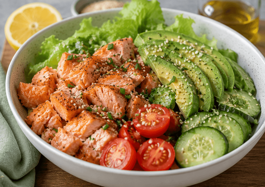 Bowl keto salmone e avocado