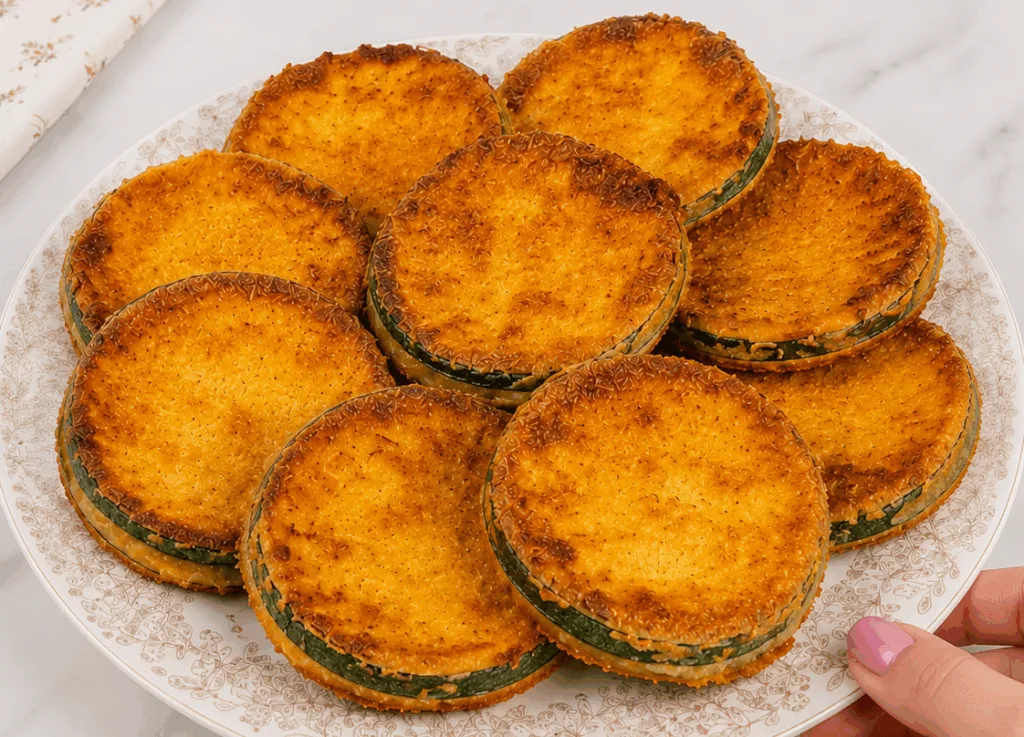 Ho usato le zucchine tonde a fette come pane e le ho farcite con prosciutto e formaggio: sembrano dei veri cordon bleu!