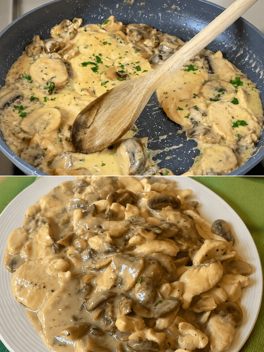 Pollo cremoso ai funghi