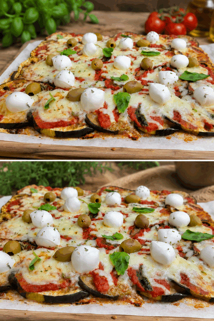 Questa pizza di melanzane senza farina è una ricetta low carb, senza impasto e senza lievitazione: saporita e buona per la mia dieta!