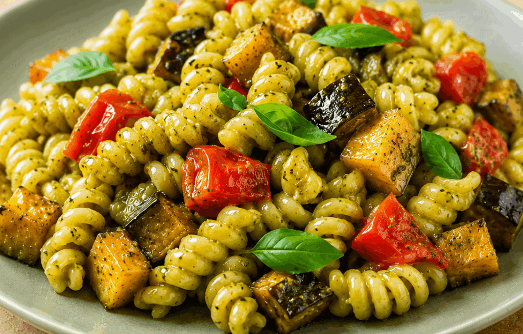 Ho saltato le melanzane in padella, aggiunto pomodori e pesto fuori dal fuoco: è venuta una pasta pazzesca, estiva e saporita!