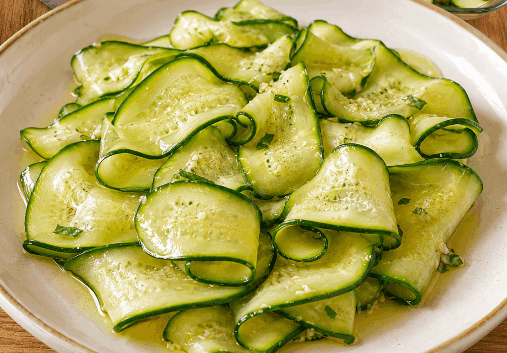 Sembrano zucchine cotte, ma sono crude e marinate: ancora più leggere, al limone e perfette per l’estate, stanno bene con tutto!