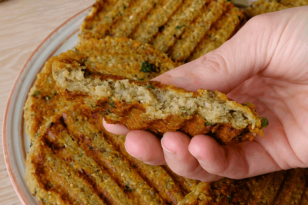 Ho frullato ceci e lenticchie ammollati, e sono venuti fuori burger vegetali davvero saporiti, ricchi di fibre e senza bisogno di uova