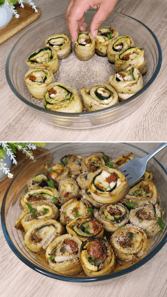 Melanzane e zucchine così non annoiano mai: ripiene, saporite e gratinate al forno; sono venuti dei rotolini pazzeschi
