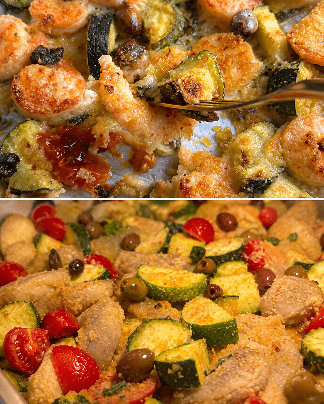 Gamberetti e zucchine in teglia