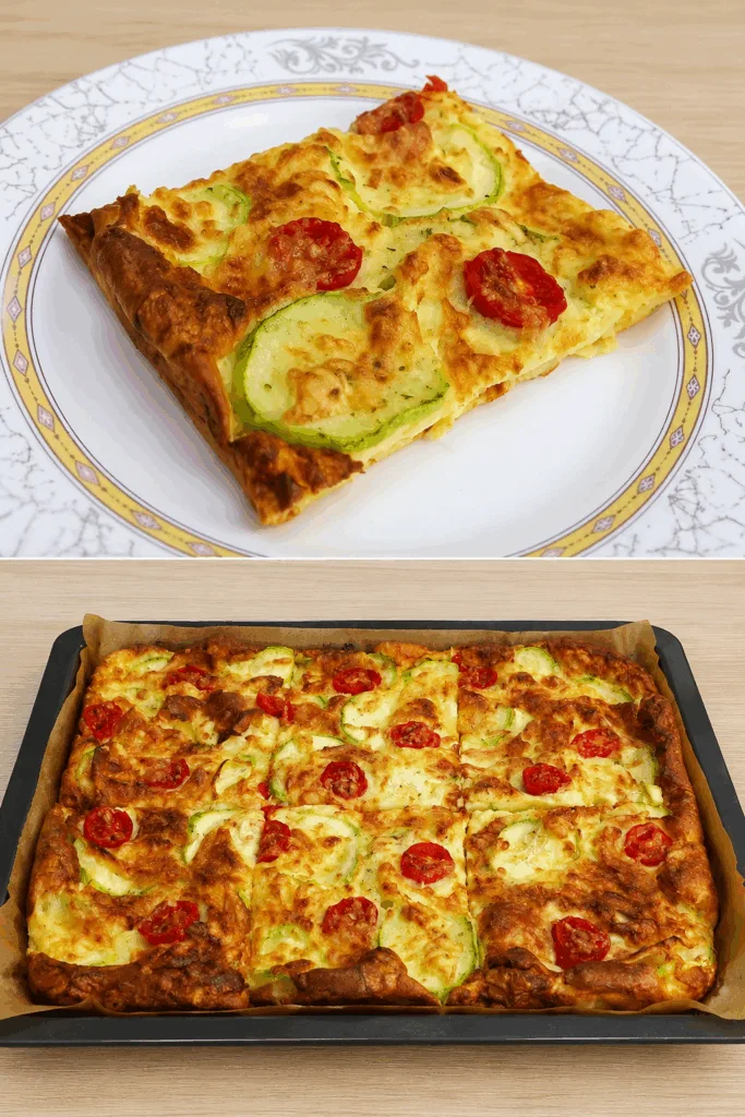It's not the usual pizza, but as soon as you bring it to the table it ends up the same: it's made with a quick batter and it comes out golden, tasty and super stringy