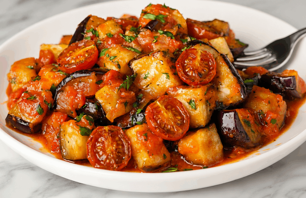 Non friggo nulla, ma vengono buonissime lo stesso: melanzane in padella con pomodorini, le puoi mangiare con tutto e viene un sughetto da scarpetta!