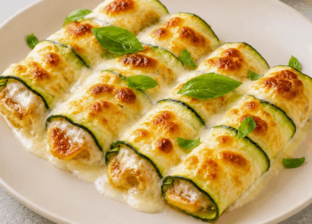 Zucchini becomes cannelloni: fill them with meat and mozzarella, put them in the oven and you get a crazy stringy recipe without pasta.