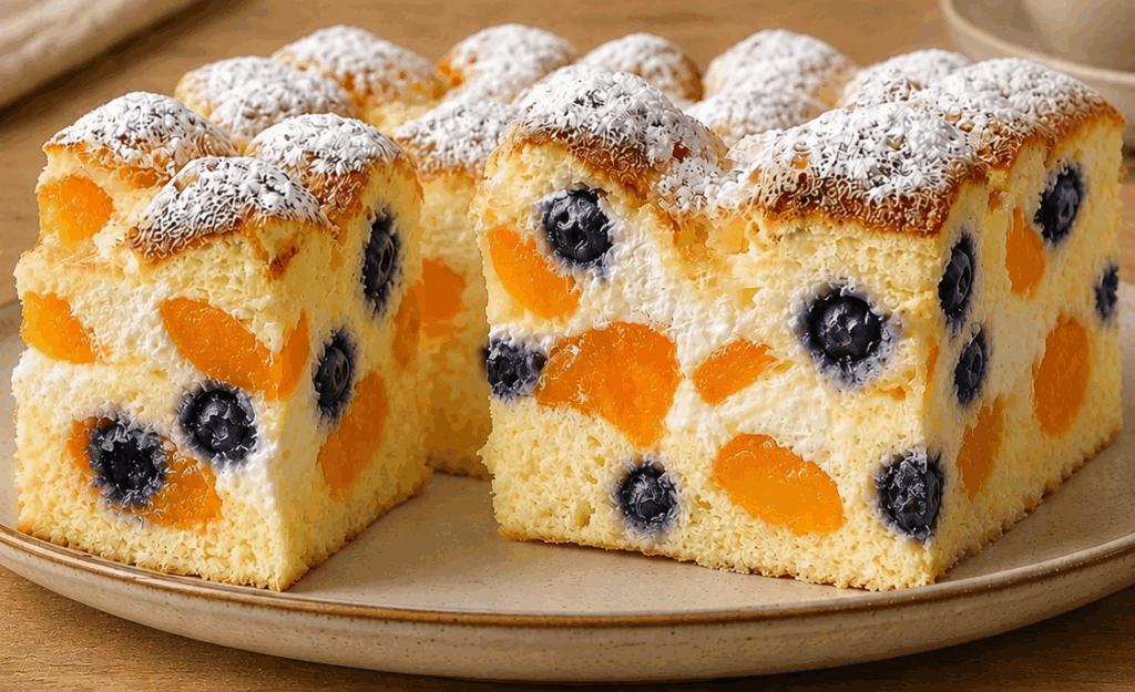 La torta con tanta frutta che mi salva in estate: morbida sotto, cremosa sopra e senza essere troppo pesante, proprio come piace a me!