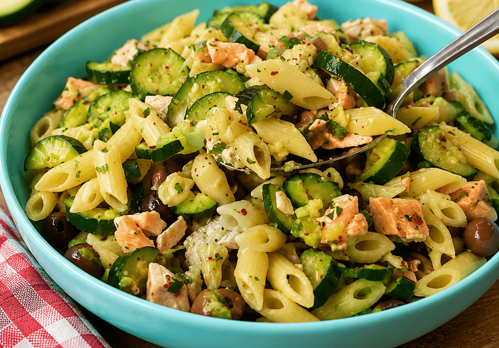 Pasta fredda con zucchine e salmone
