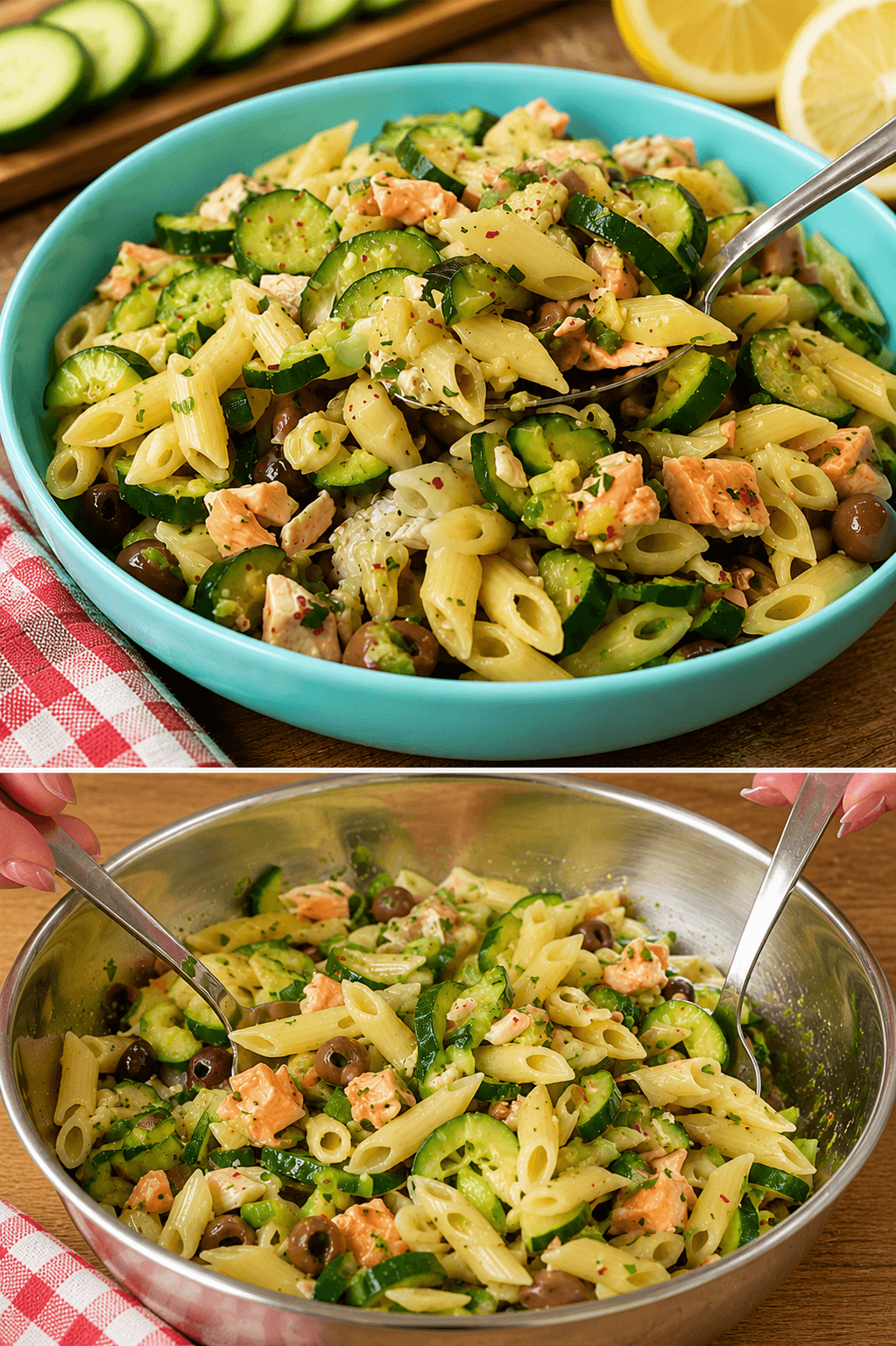 Pasta fredda con zucchine e salmone