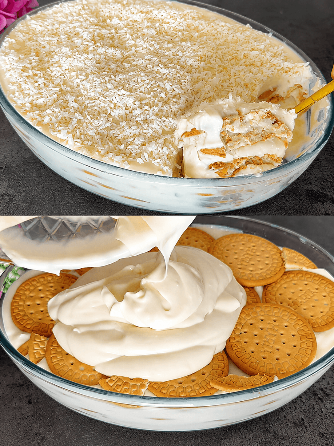 Dessert latte e biscotti