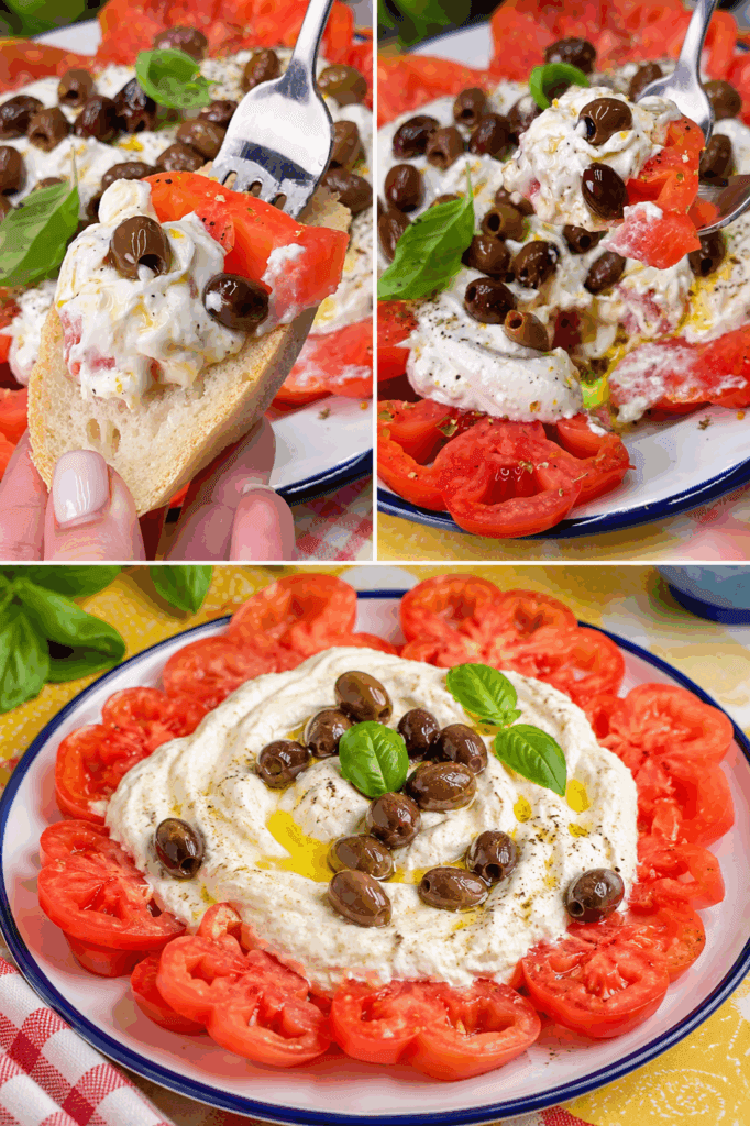 Sto a dieta ferrea per perdere qualche chilo e oggi mi sono fatta questa bella insalata di pomodori con olive e una crema da farci la scarpetta