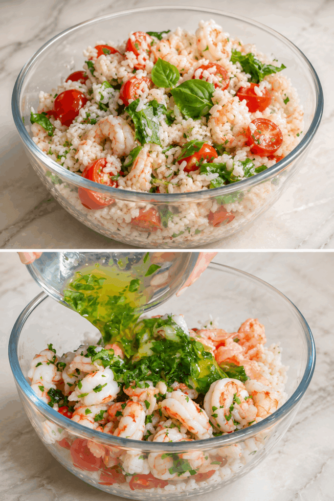 In questi giorni era proprio quella che ci voleva, una fresca insalata di riso con salmone e gamberetti: il trucco per farla davvero buona è il condimento al limone!