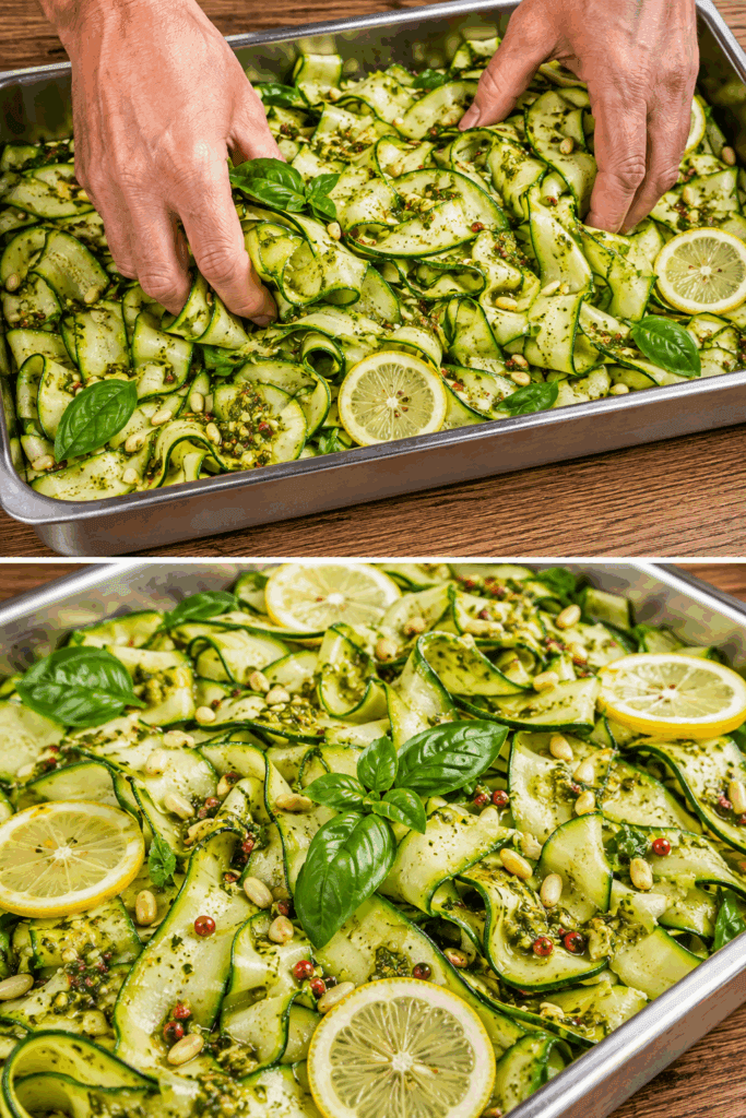 Il trucco è la marinata al limone: così hai pronto un carpaccio di zucchine fresco, leggero e si prepara tutto a crudo, è una meraviglia!