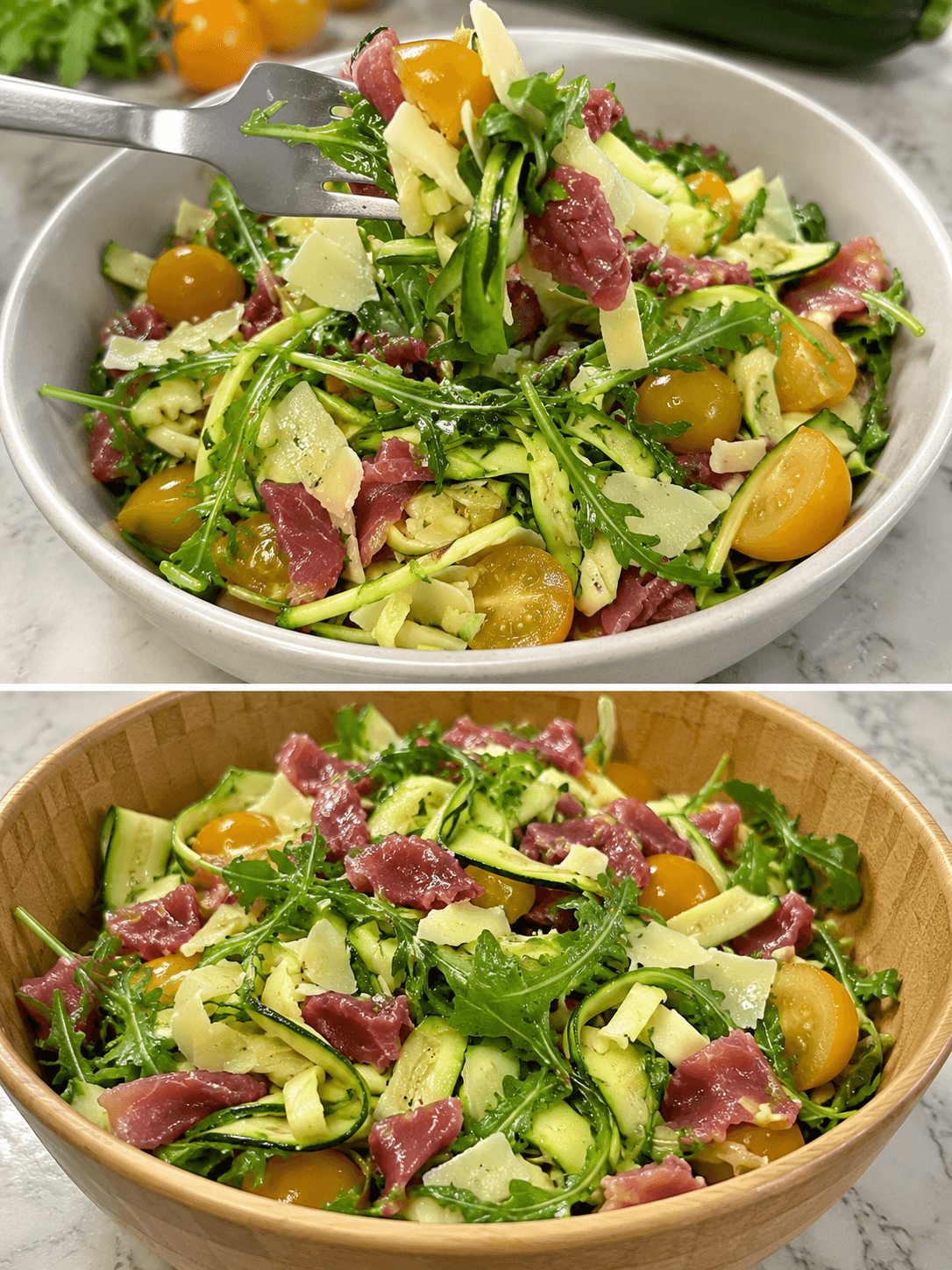 Insalata di zucchine, bresaola e parmigiano