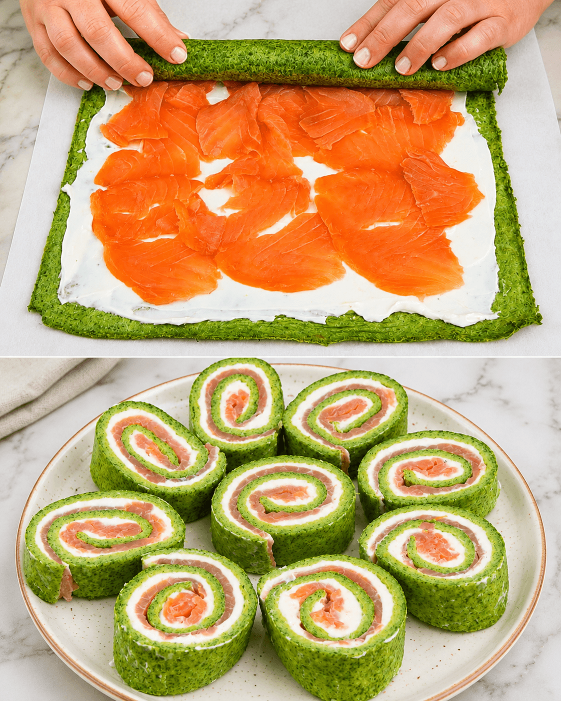 Rotolo rucola, salmone e formaggio