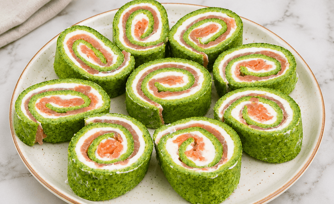 Rotolo rucola, salmone e formaggio