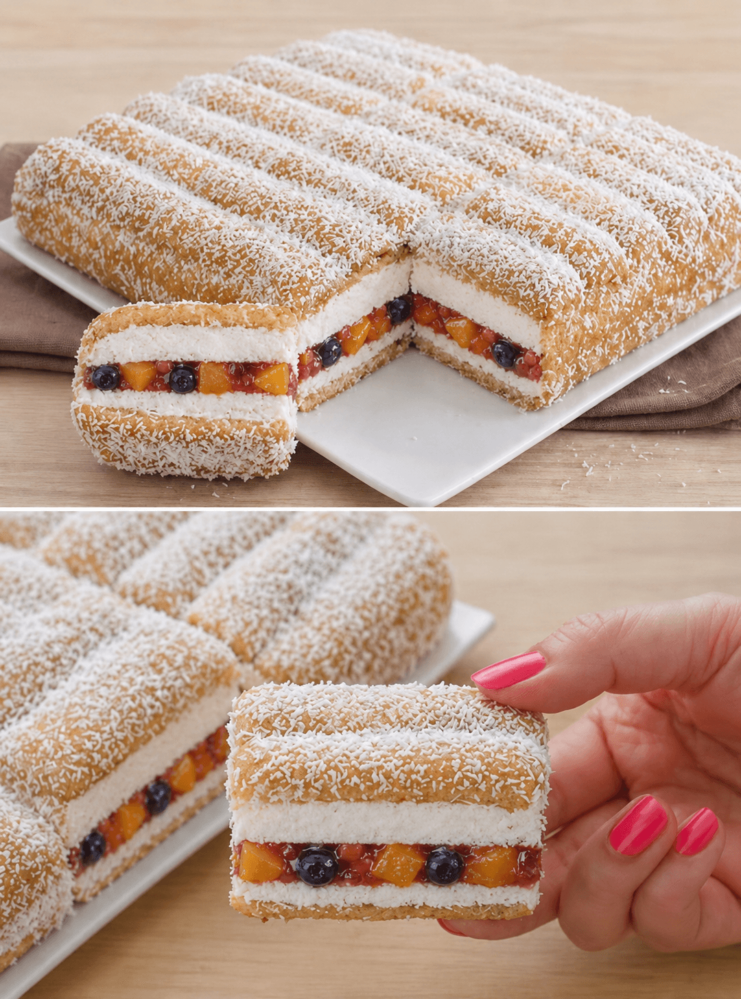 Torta fredda di pavesini e frutta