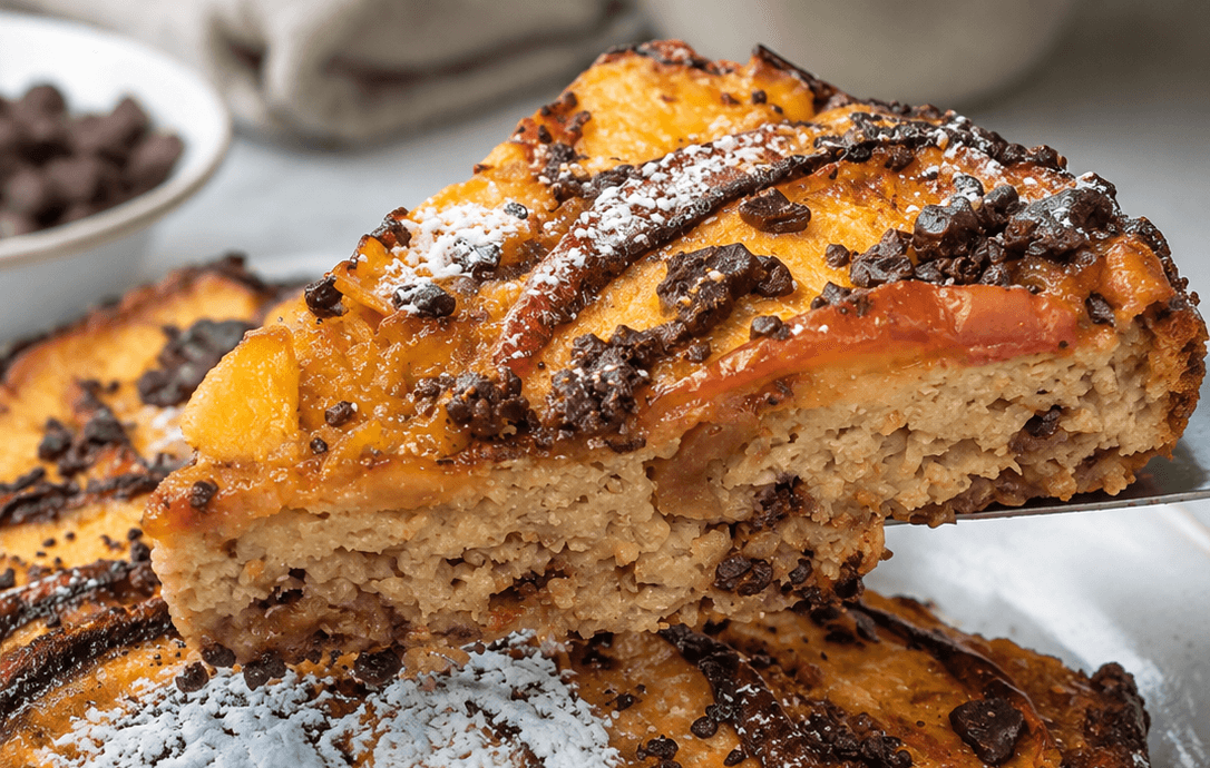 Torta di avena e pesca