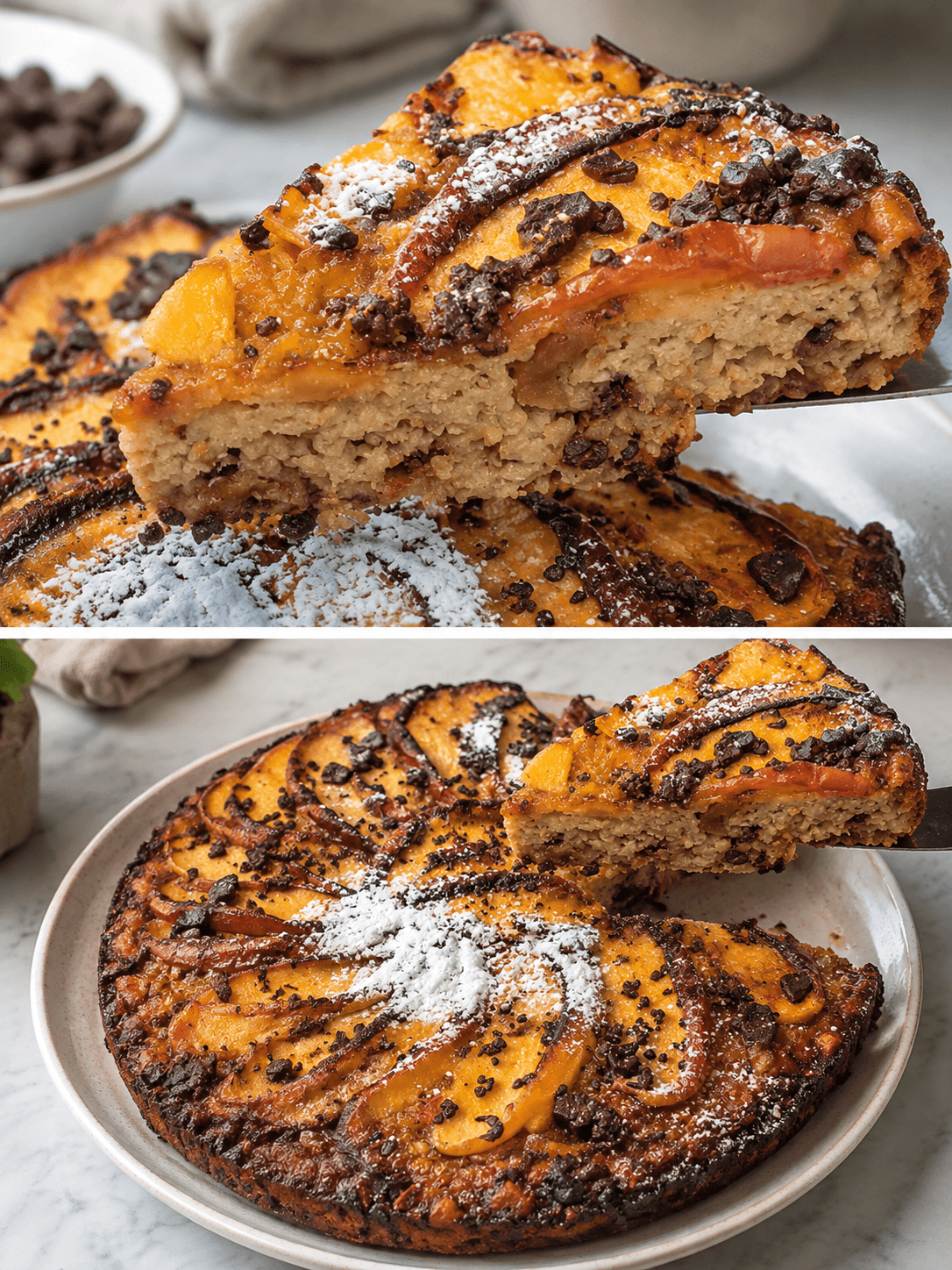 Torta di avena e pesca