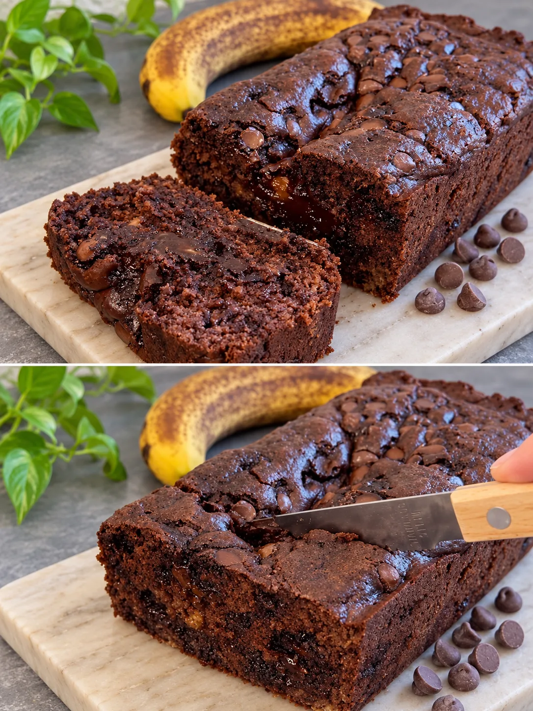 Gâteau au chocolat avec banane et flocons d'avoine