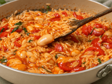 Risoni cremosi al pomodoro e fagioli