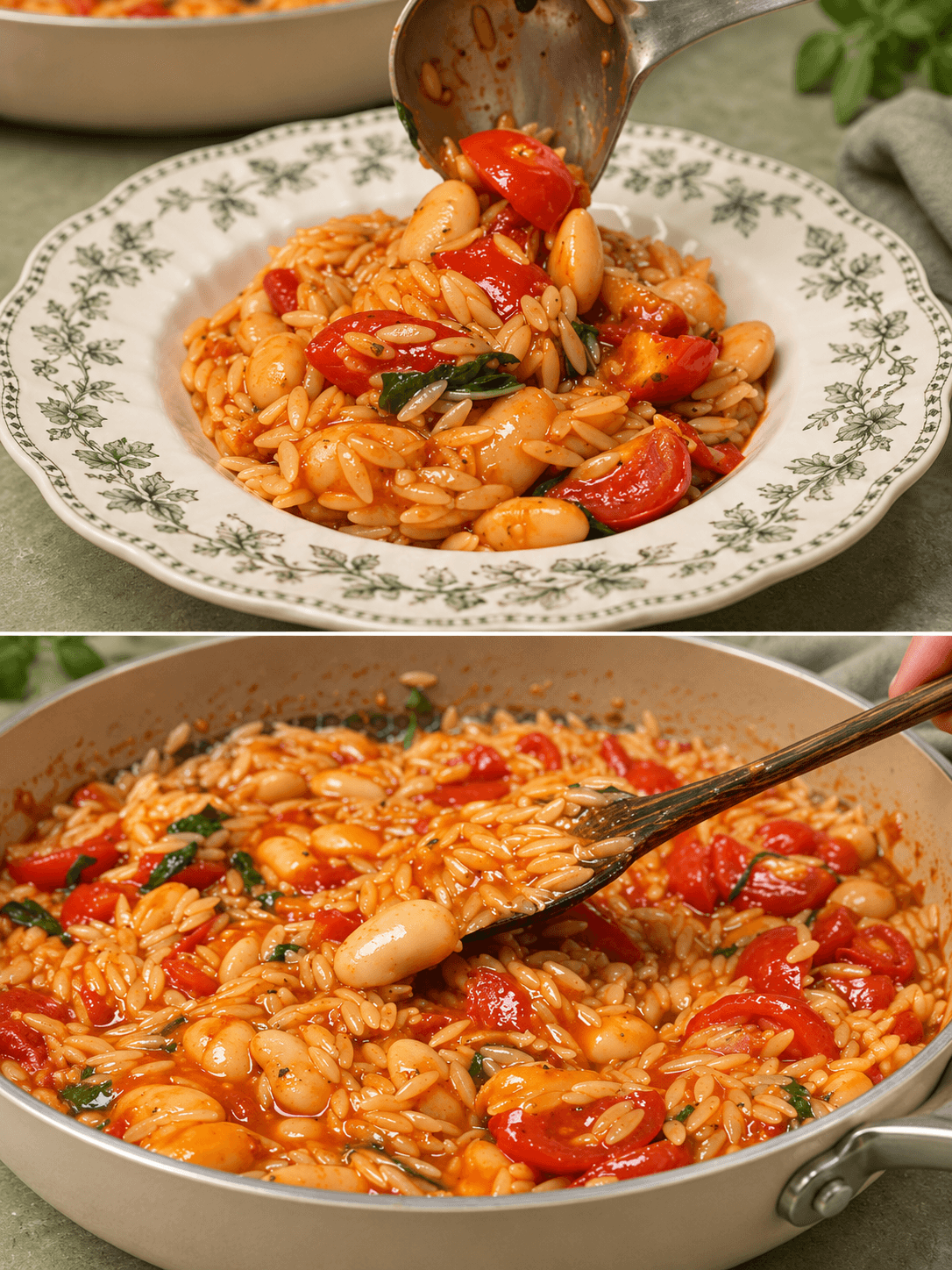 Risoni cremosi al pomodoro e fagioli