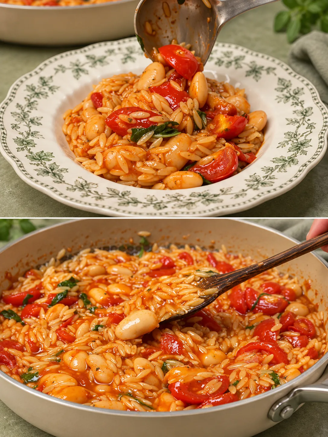 Risotto crémeux aux tomates et aux haricots