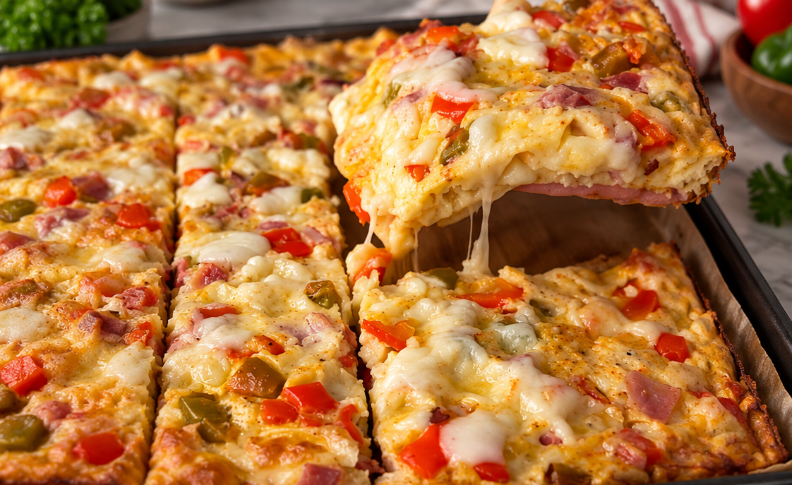 Schiacciata morbida ai peperoni con speck e scamorza