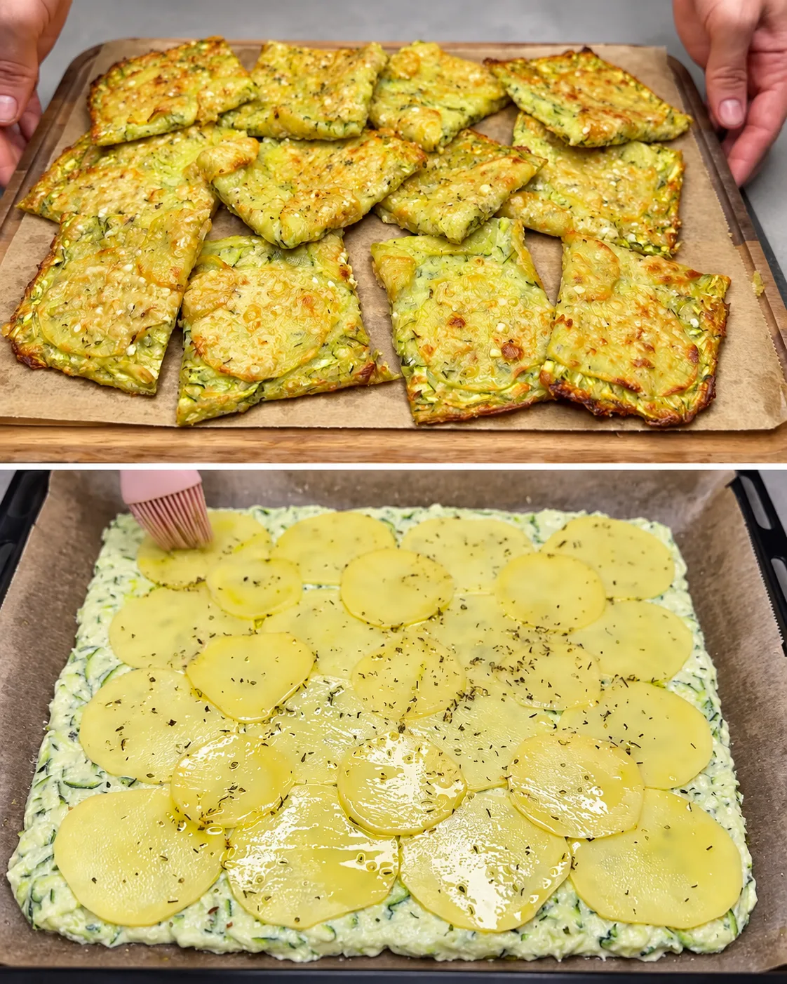 Pizza aux pommes de terre et aux courgettes
