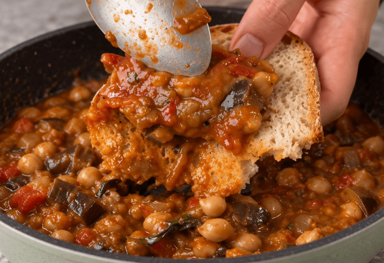 Melanzane e ceci al pomodoro