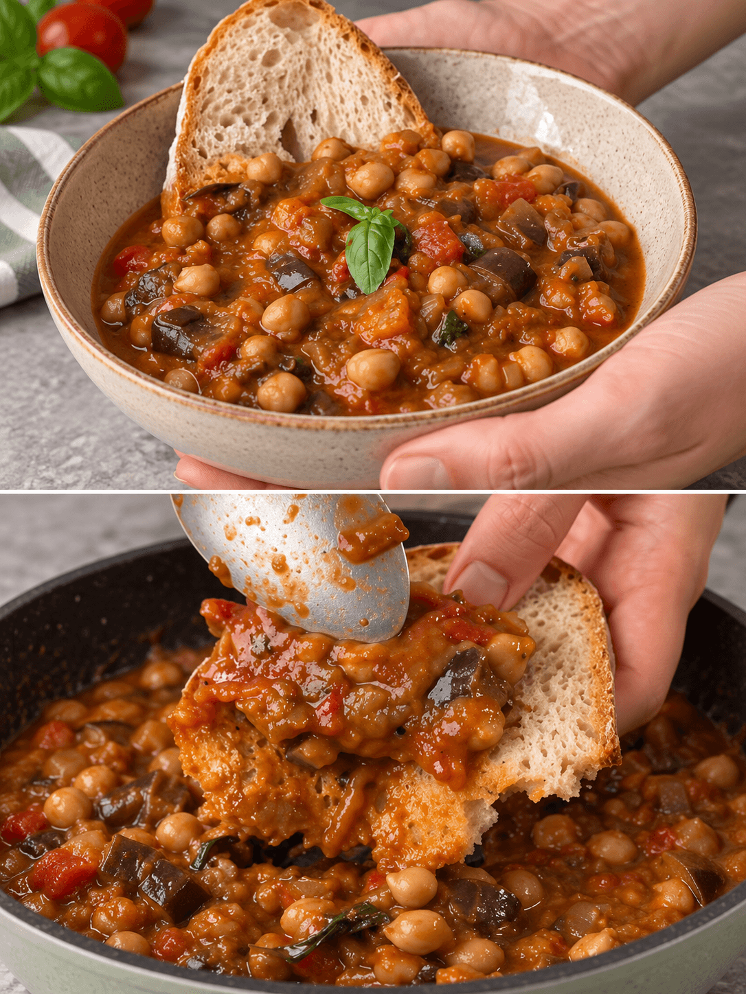 Melanzane e ceci al pomodoro