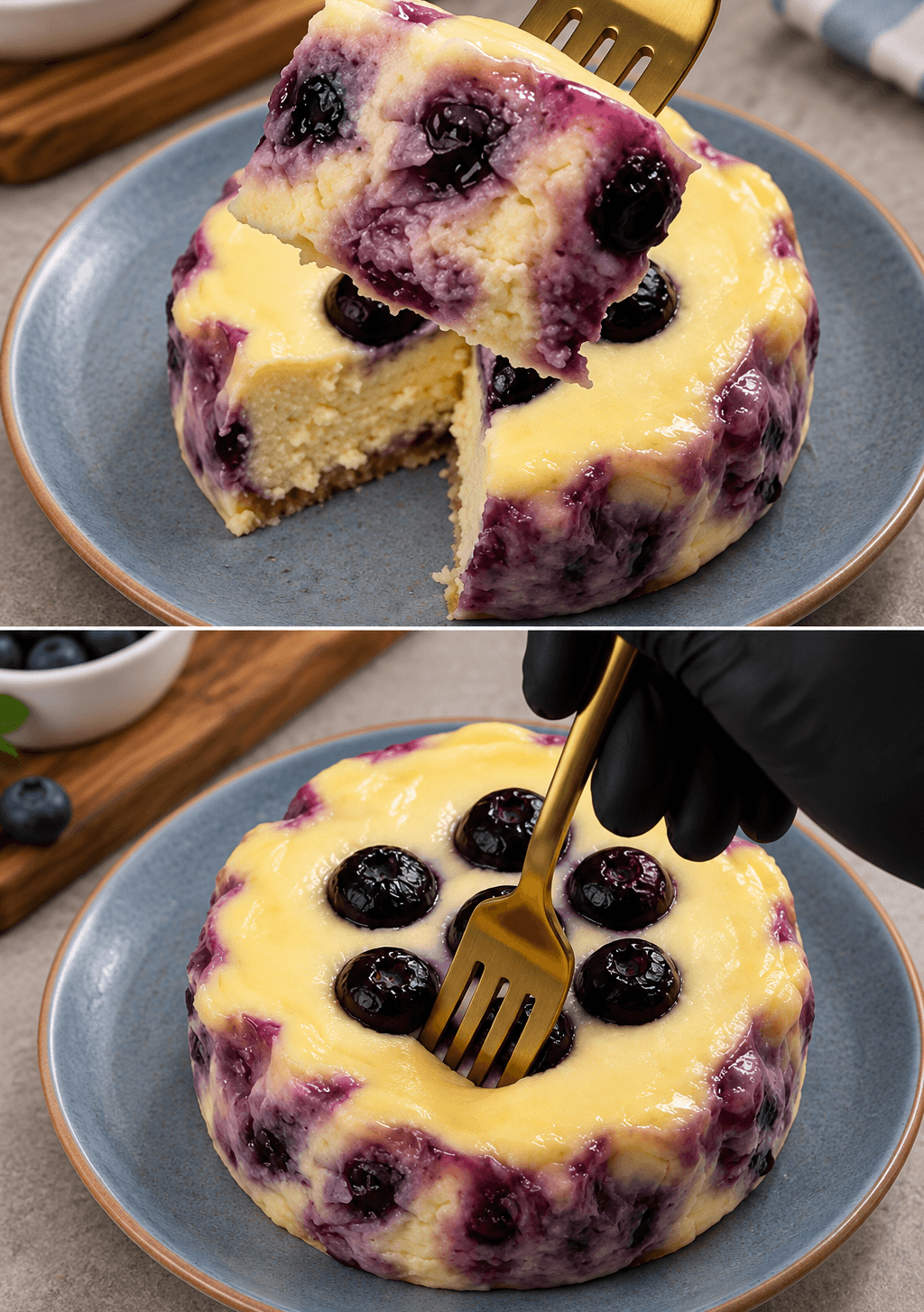 Cheesecake proteica ai mirtilli