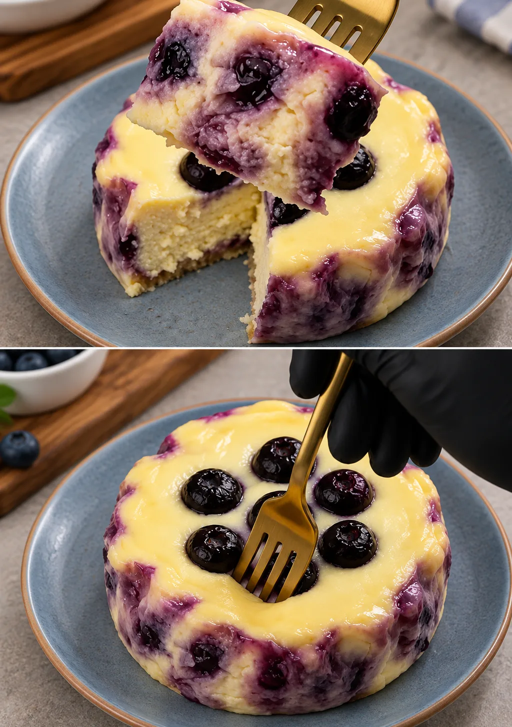 Cheesecake protéiné aux myrtilles