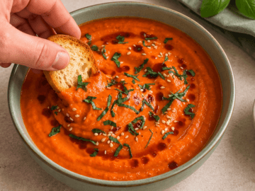 Salsa cremosa di peperoni, ceci e feta