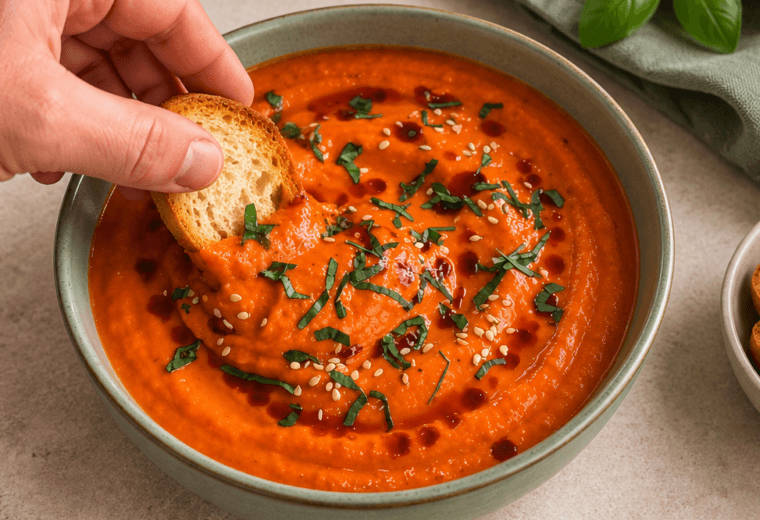 Salsa cremosa di peperoni, ceci e feta