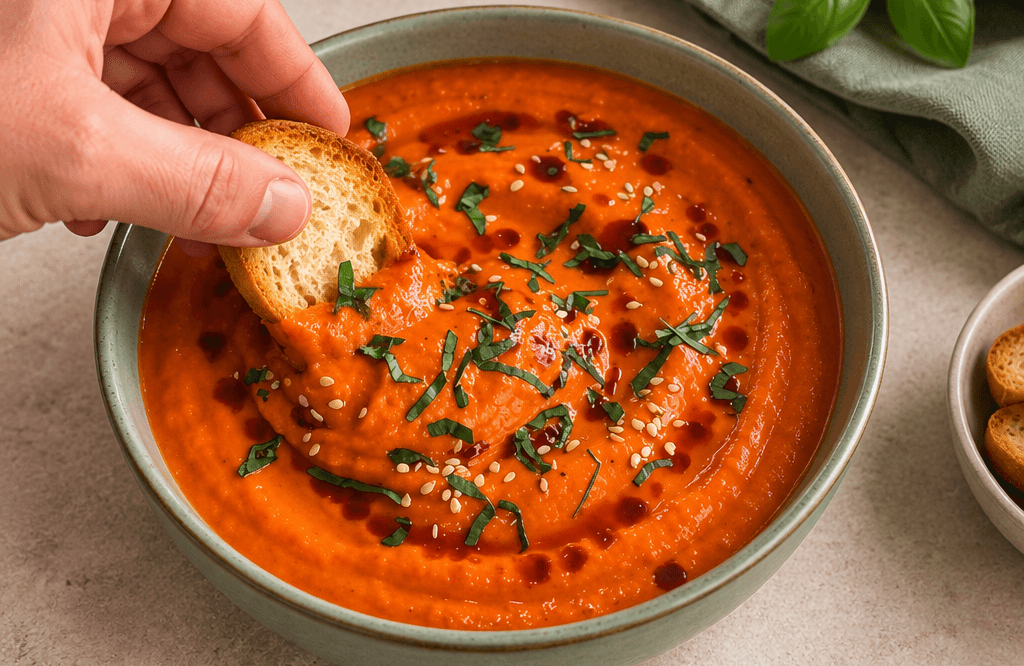Salsa cremosa di peperoni, ceci e feta